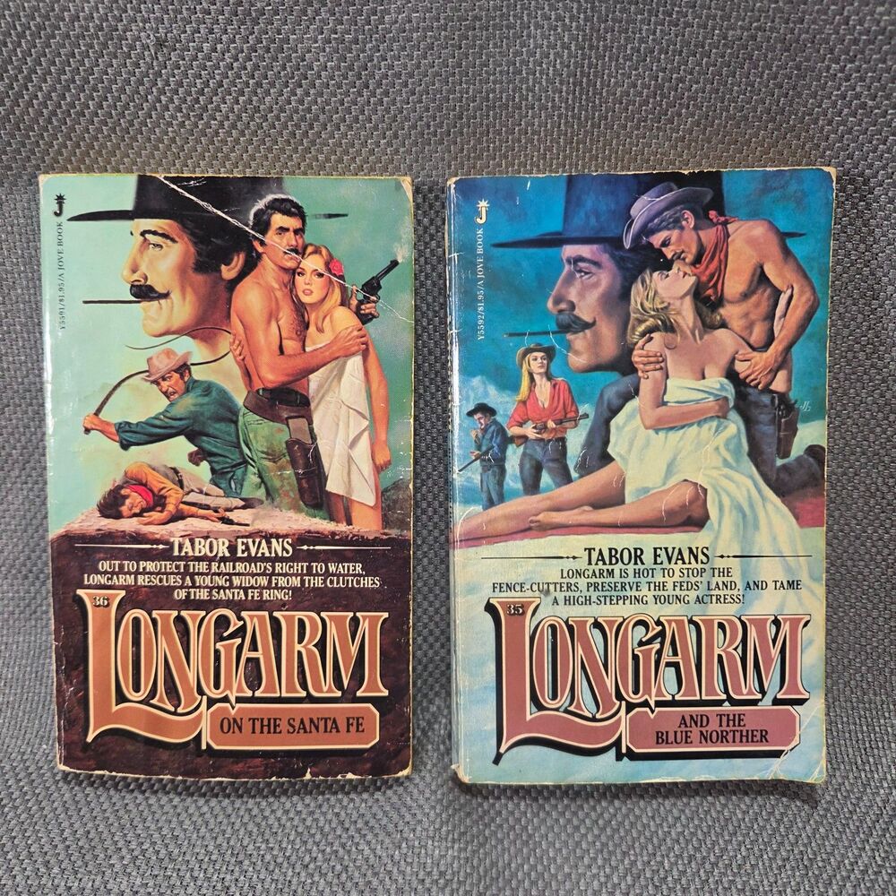 Lot of 2 Vintage Longarm Western Paperbacks by Tabor Evans (Nos. 35 & 36)